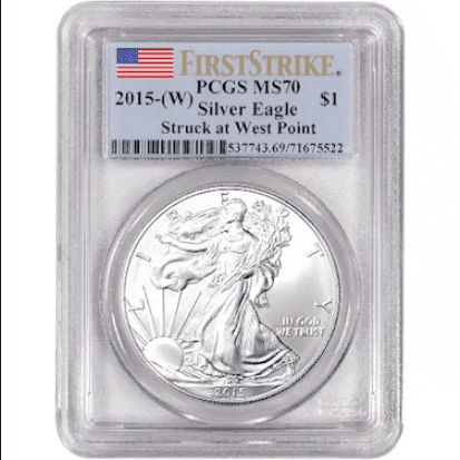 A graded American Silver Eagle coin