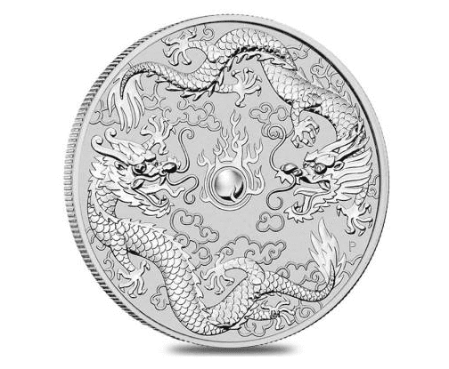 A 2019 Double Dragon Perth Mint Silver coin