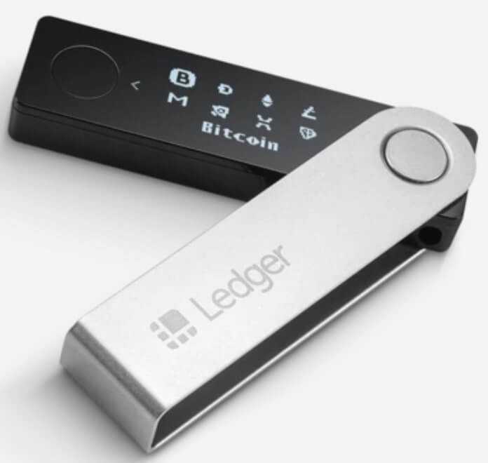 An image of a ledger. A type of bitcoin cold wallet storage device