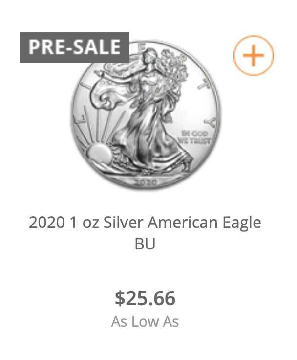 The price for an ASE at APMEX on preorder on April 16th, 2020